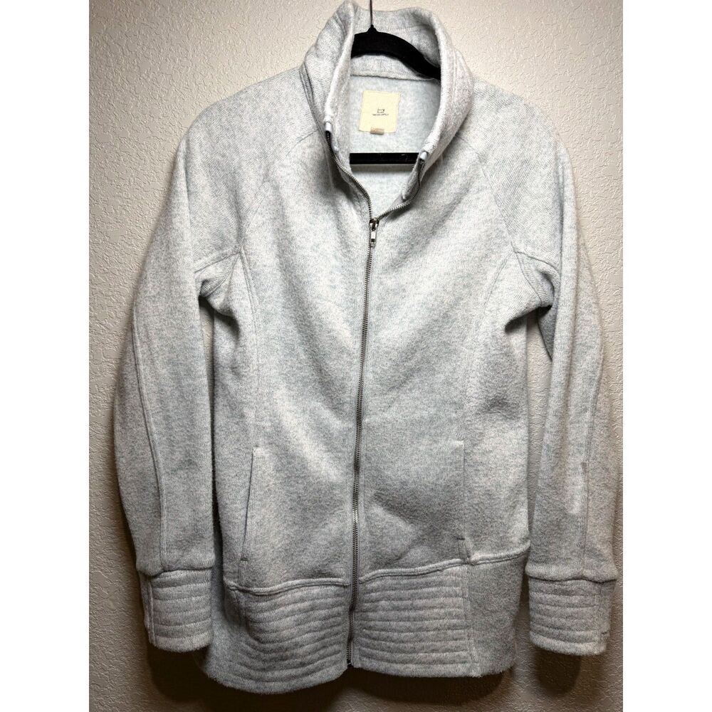 Thread & Supply Fleece Moto Zip Hoodie Jacket Gray Thumb Hole Women's Small